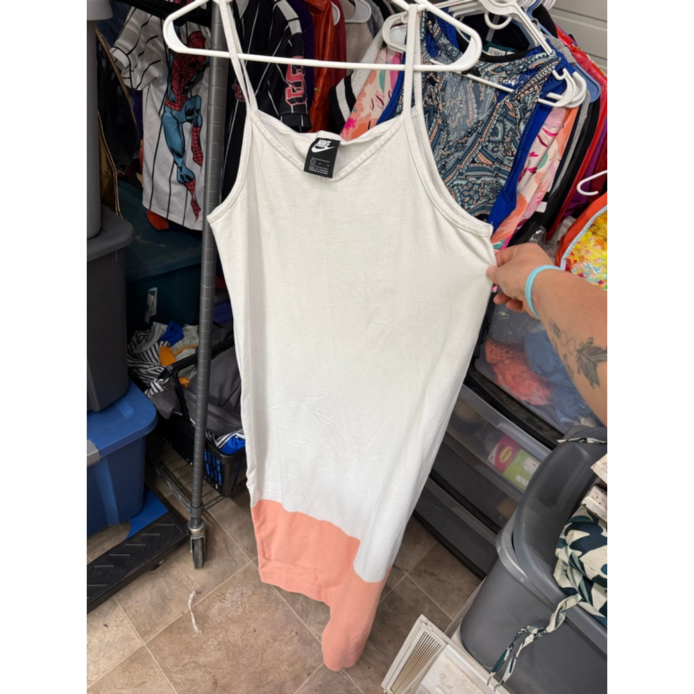 Women's Nike White & Coral Tank Top Dress, Size L